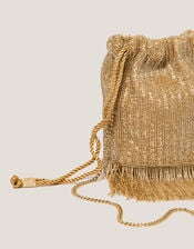 Zena Bead Tassel Bucket Bag, , large