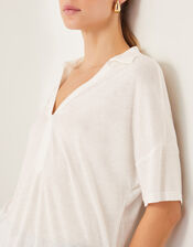 Cara Collar Jersey T-Shirt, Ivory (IVORY), large