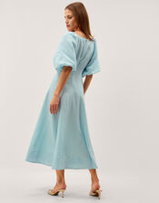 Payton Puff Sleeve Midi Dress, Blue (TURQUOISE), large