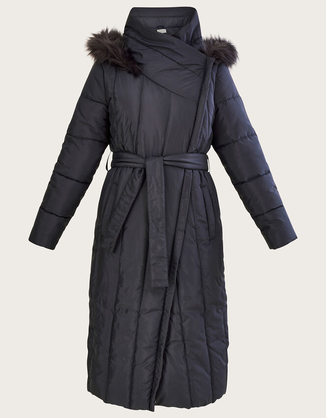 Vera Vertical Stitch Padded Coat with Recycled Polyester, Grey (CHARCOAL), large