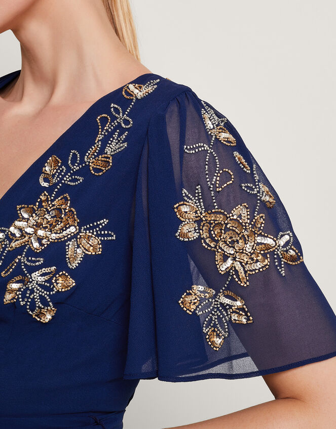 Sarah Embellished Wrap Dress , Blue (MIDNIGHT), large