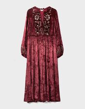 East Brogan Sequin Velvet Tiered Maxi Dress, Red (BERRY), large