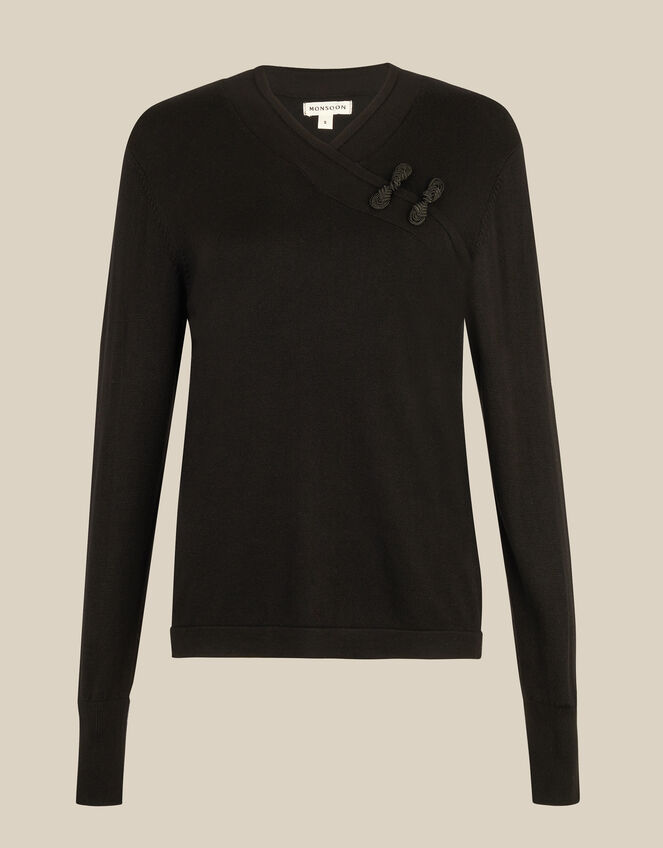 Fay Frogging Knit Jumper, Black (BLACK), large