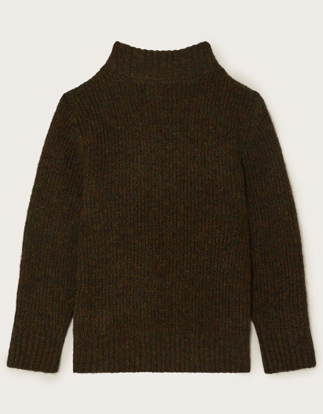 Knit Half Zip Jumper, Green (KHAKI), large