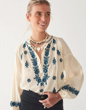Maison Hotel Embroidered Blouse, Ivory (IVORY), large