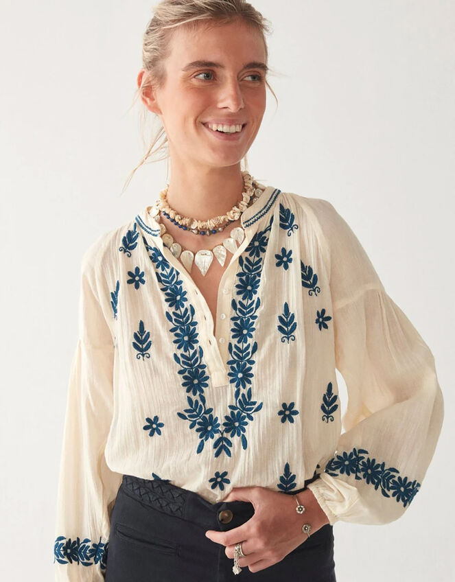 Maison Hotel Embroidered Blouse, Ivory (IVORY), large