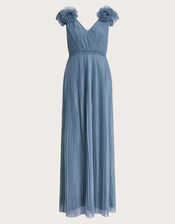 Wendy Pleated Maxi Dress, Blue (BLUE), large
