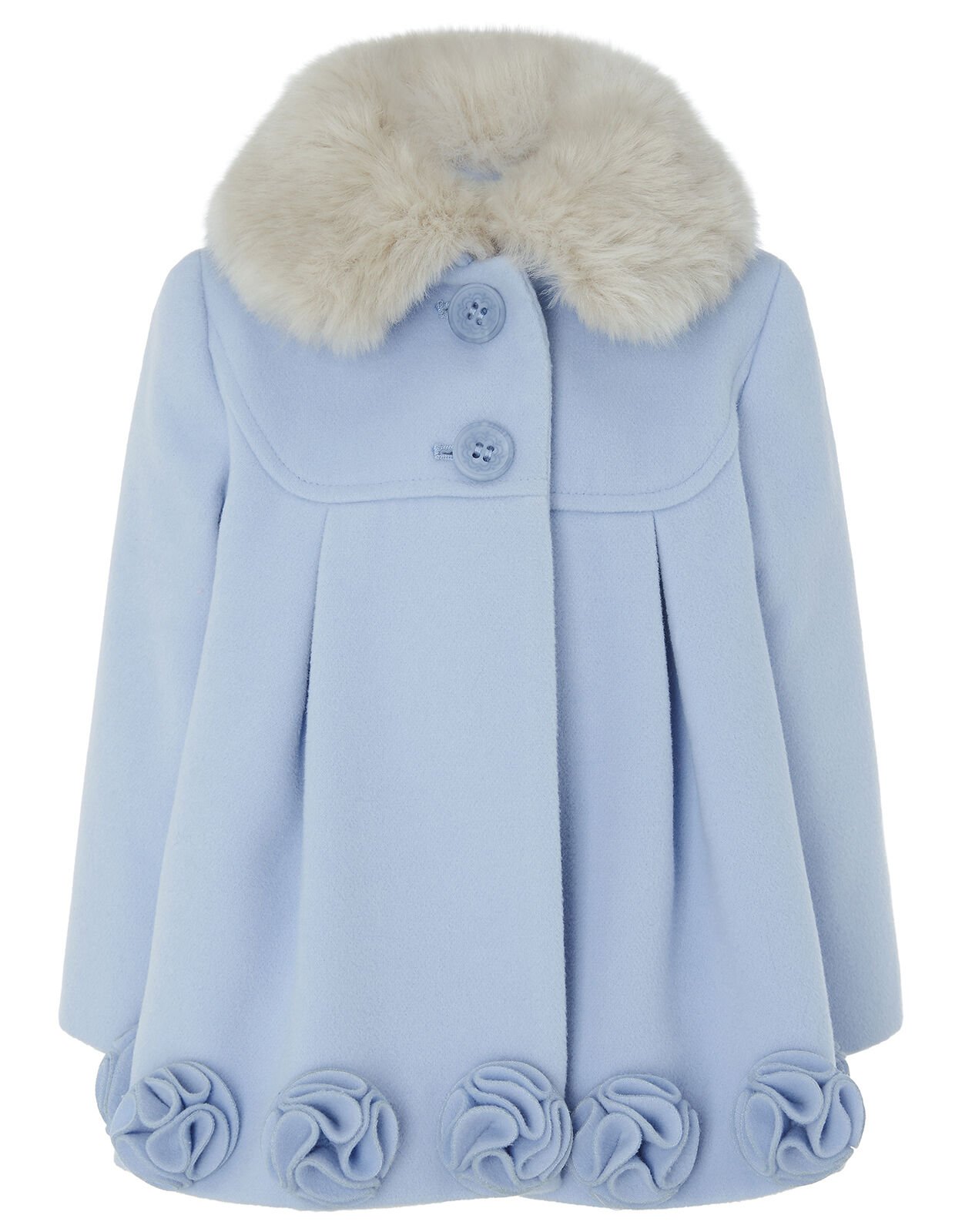 Baby Blue Rose Applique Coat Blue