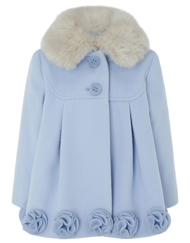 Baby Blue Rose Applique Coat, Blue (PALE BLUE), large