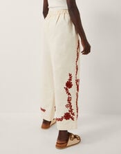 Emilia Floral Embroidered Trousers, Ivory (IVORY), large