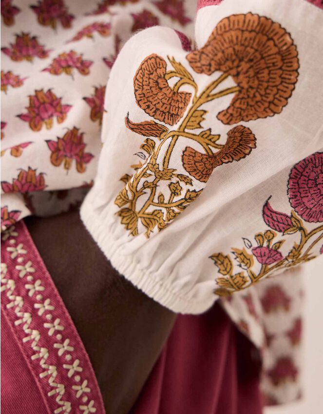 East Karmen Woodblock Print Blouse, Pink (PINK), large