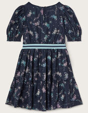 Foil Jumping Butterflies Dress, Blue (NAVY), large