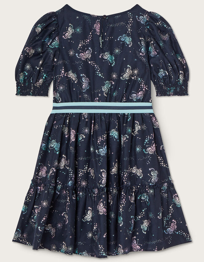 Foil Jumping Butterflies Dress, Blue (NAVY), large