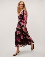 Kiri Floral Print Maxi Dress, Black (BLACK), large