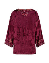 East Ansi Embroidered Velvet Top, Purple (PURPLE), large