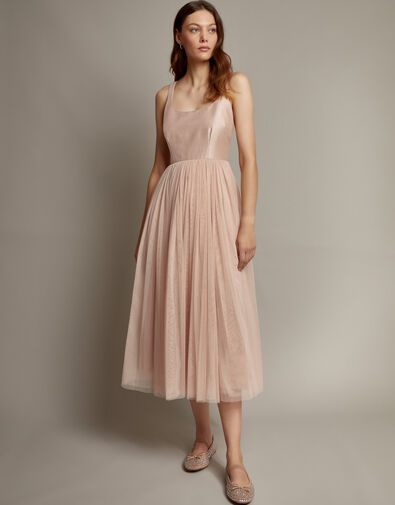 Alice Sleeveless Tulle Midi Dress, Pink (BLUSH), large