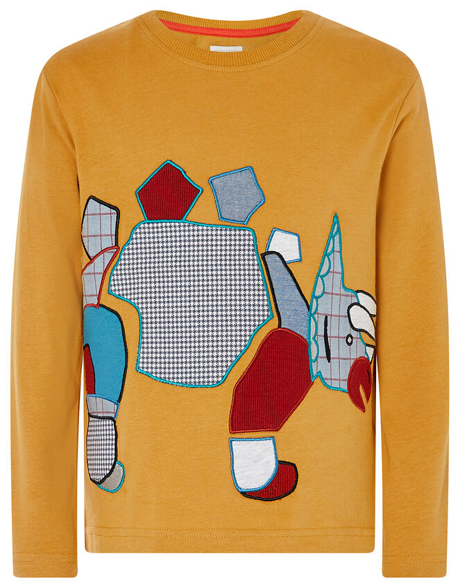 Dinosaur Long-Sleeve T-shirt, Yellow (MUSTARD), large
