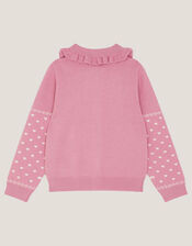 Floral Embroidered Collar Cardigan, Pink (PINK), large