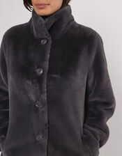 Rino and Pelle Faux Fur Single-Breasted Coat, Grey (DARK GREY), large