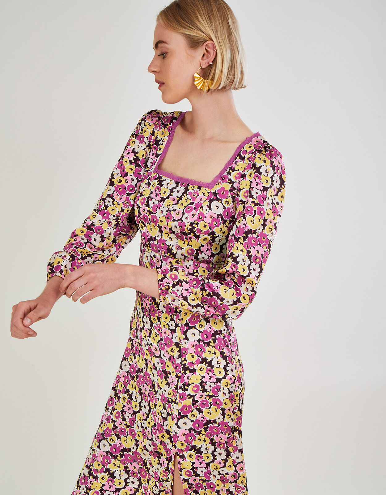 Daria Long Sleeve Midi Dress with Recycled Polyester Pink
