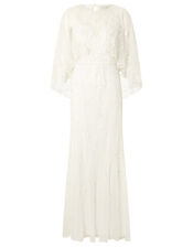 Zoey Floral Cape Bridal Dress, Ivory (IVORY), large