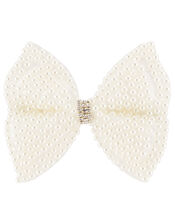 Large Pearl Diamante Bow Hair Clip , , large