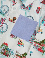 London Print Long Sleeve Shirt , White (WHITE), large