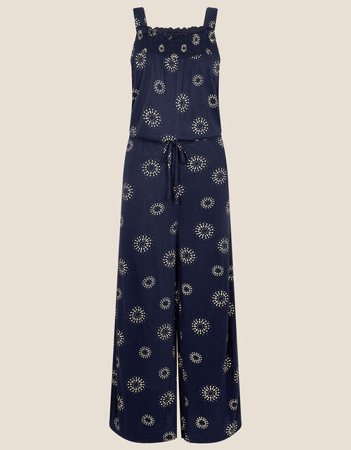 Sunburst Print Jumpsuit in LENZING™ ECOVERO™, Blue (NAVY), large