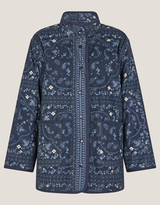 Mandy Paisley Print Quilted Corduroy Jacket, Blue (NAVY), large