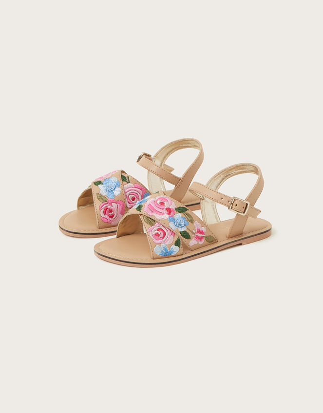 Floral Embroidered Sandals, Multi (MULTI), large
