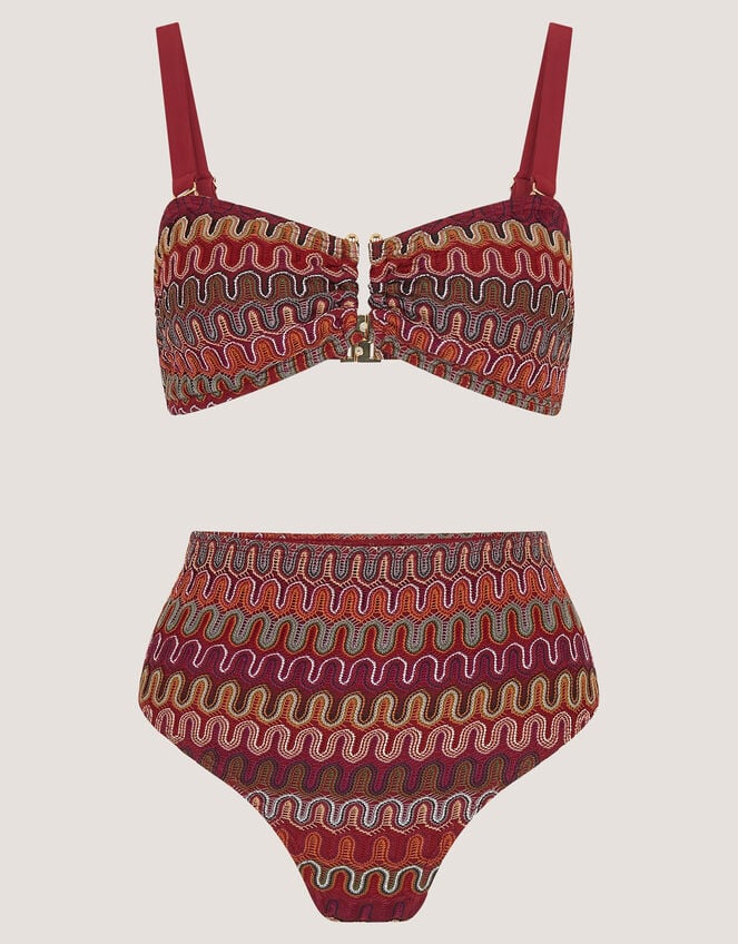 Zaria Crochet Bandeau Bikini Top, Red (BURGUNDY), large