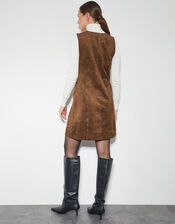 Amber Suedette Pinafore Dress, Brown (BROWN), large