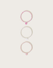 3-Pack Heart Charm Bead Bracelets, , large