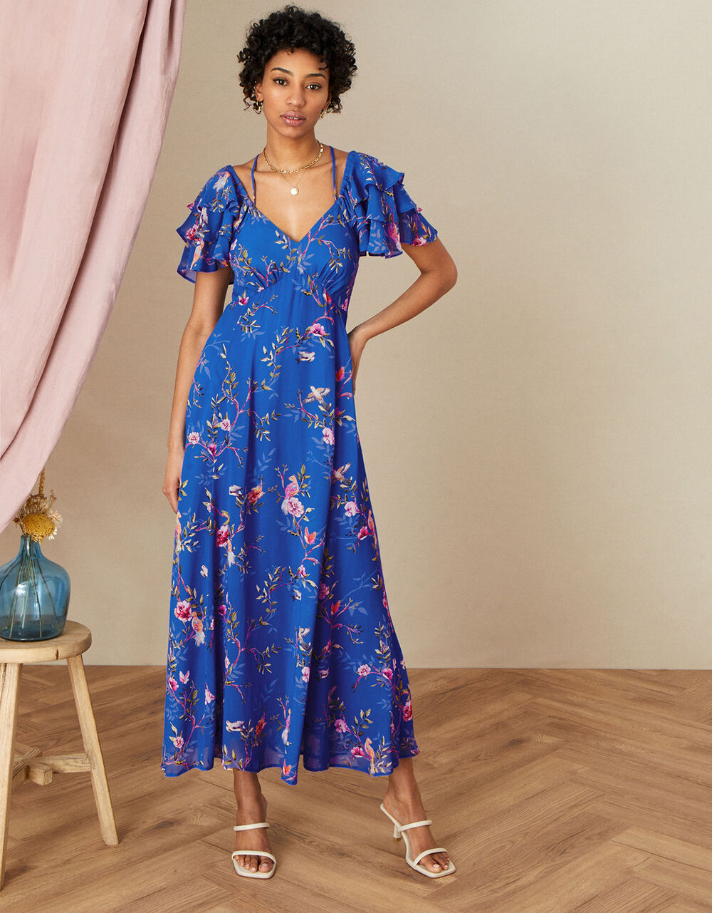 Women Dresses | Berrie Midi Dress in Sustainable Viscose Blue - TG28764