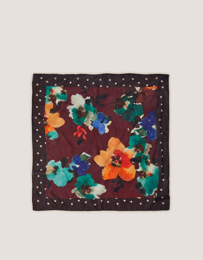 Iselle Floral Square Silk Scarf, , large