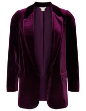 Velvet Blazer, Purple (PLUM), large