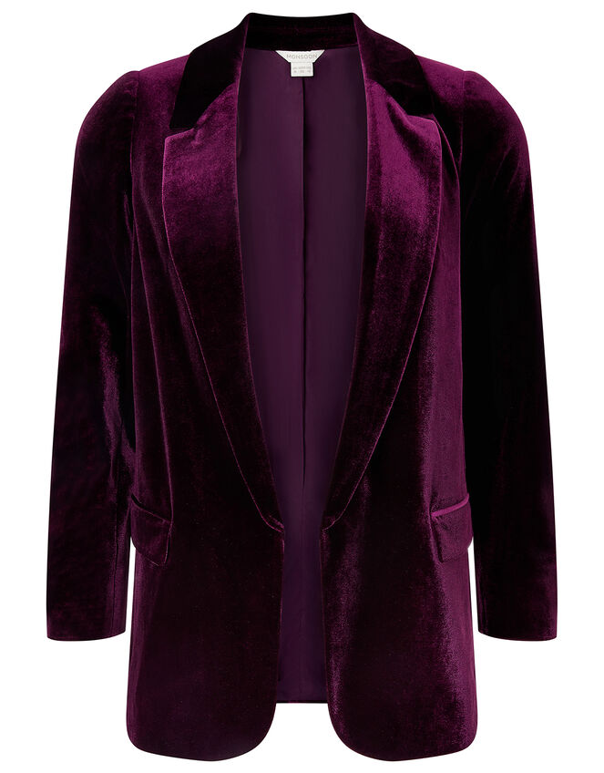 Velvet Blazer, Purple (PLUM), large