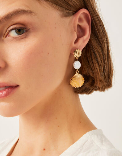 Drop Shell Earrings, , large