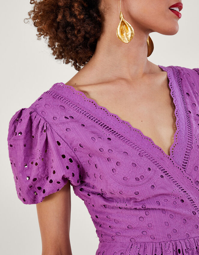 Fabiola Broderie Dress, Purple (PURPLE), large