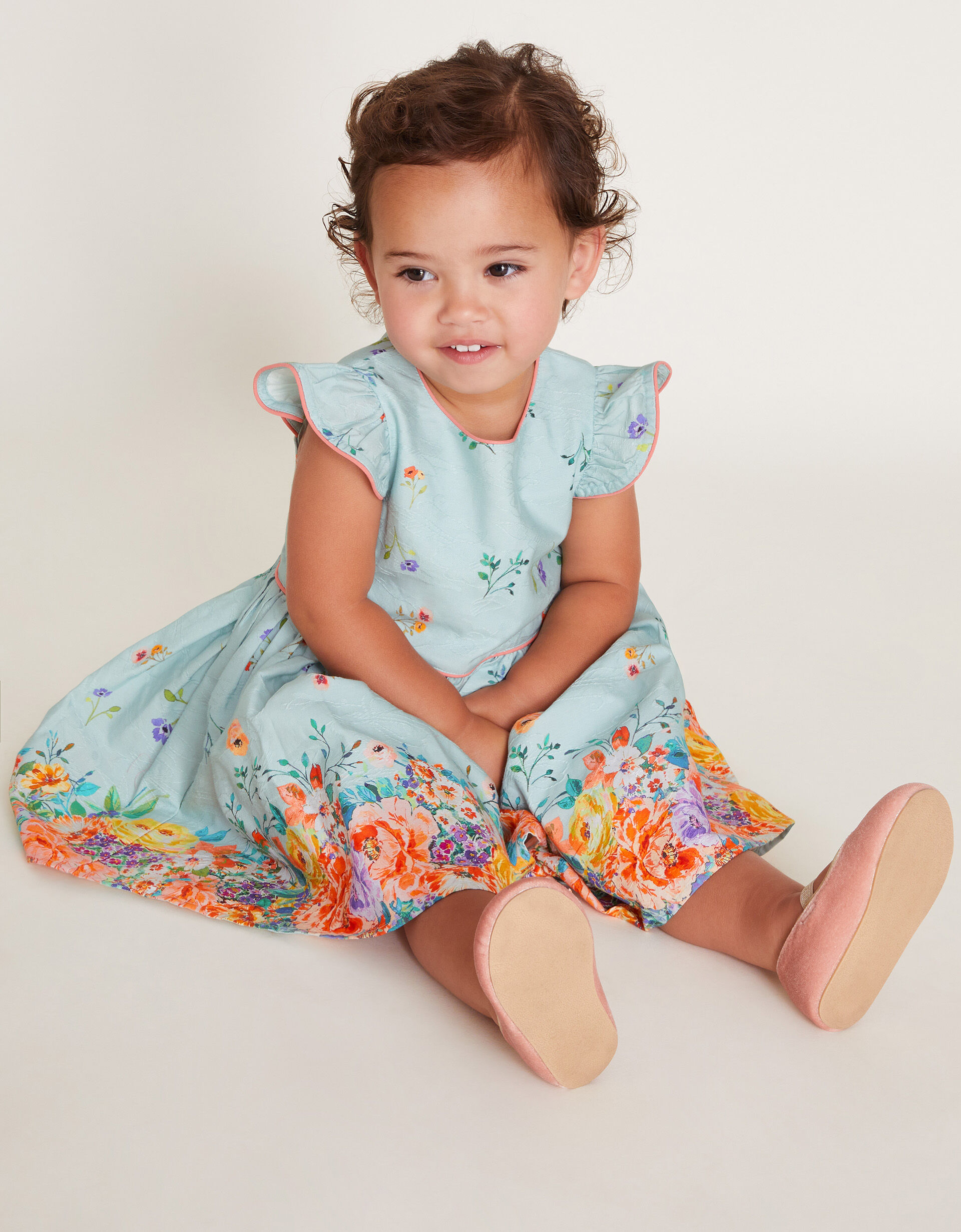 Baby Jacquard Floral Dress Blue Baby Girl Dresses Monsoon UK