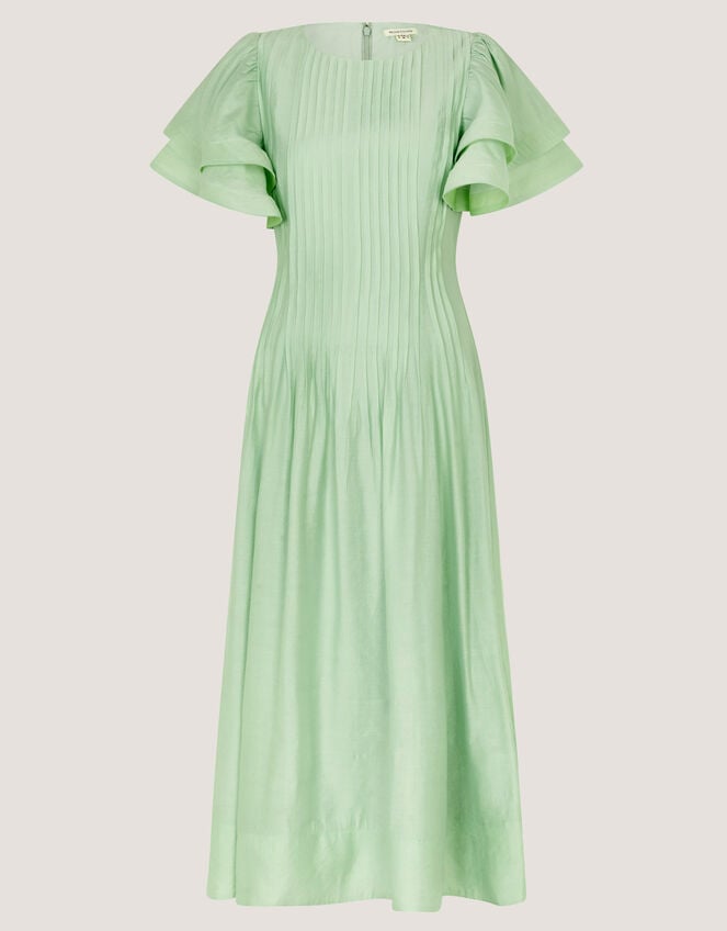Pelia Flutter Sleeve Pleated Midi Dress, Green (MINT), large