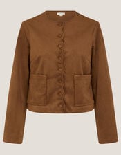 Isla Faux Suede Jacket, Brown (BROWN), large