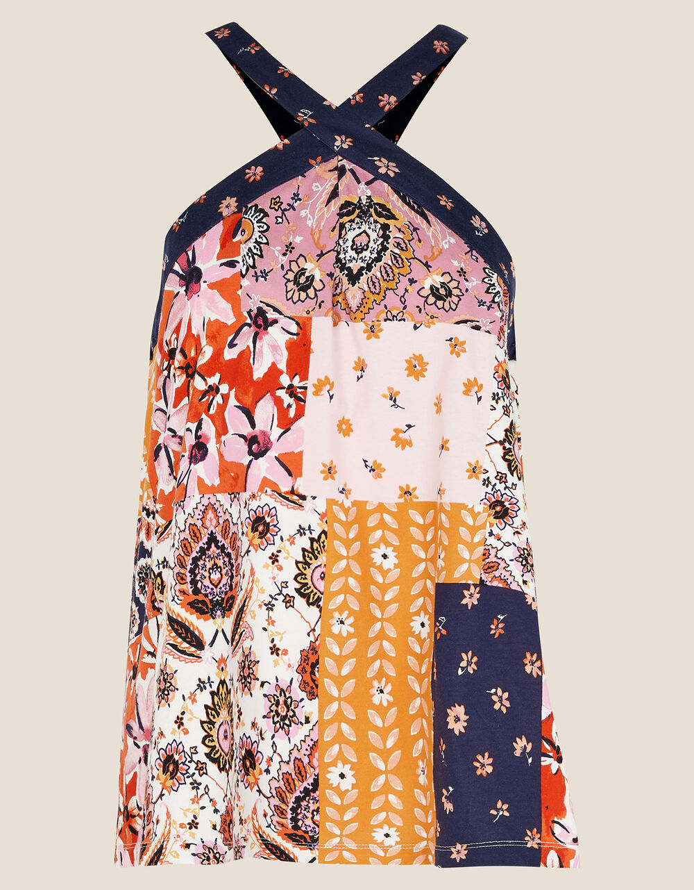 Scarf Print Halter Top in Sustainable Cotton Multi