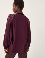 Mallory Embroidered Blouse, Purple (PURPLE), large
