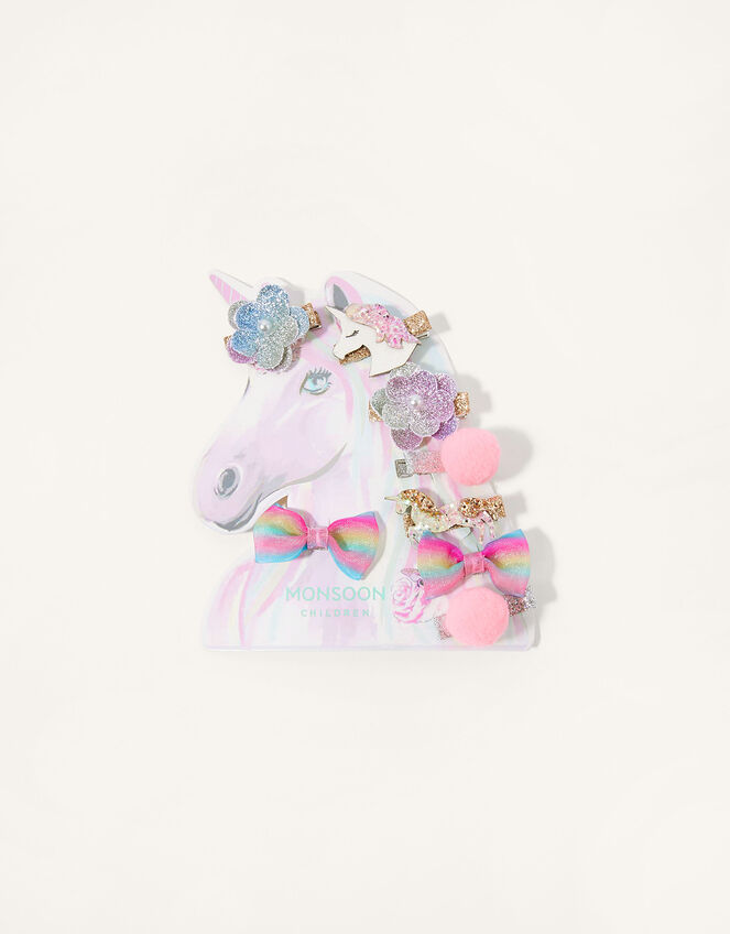 Unicorn Pom Pom Hair Clip Set, , large