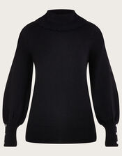 Polo Neck Jumper with LENZING™ ECOVERO™ , Black (BLACK), large