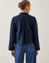 Lenny Linen Blend Cropped Jacket, Blue (NAVY), large