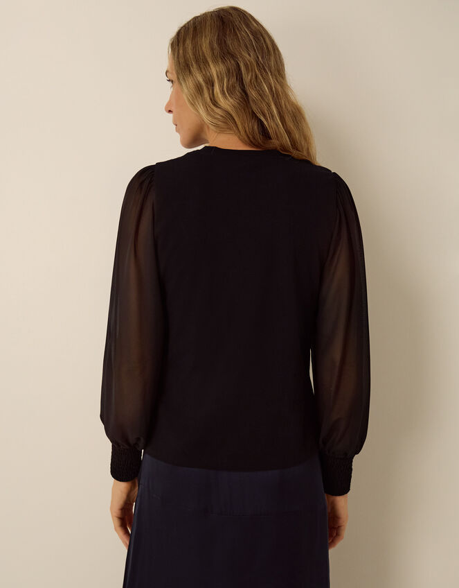 Mayci Mix Fabric Top, Black (BLACK), large