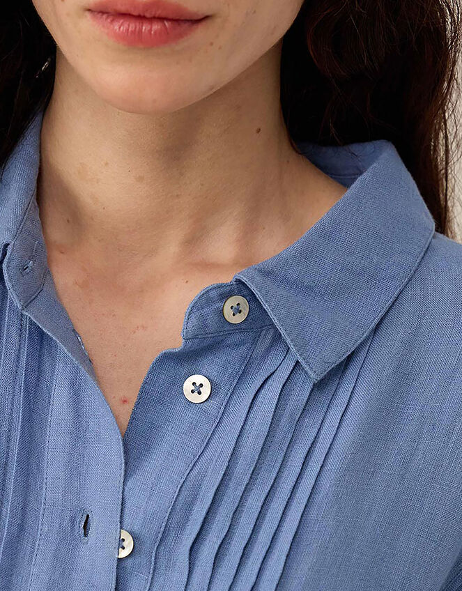 East Liza Linen Shirt Dress Blue, Blue (BLUE), large
