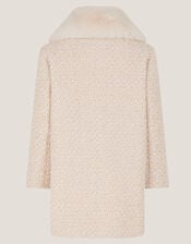 Detachable Collar Tweed Coat, Cream (CREAM), large